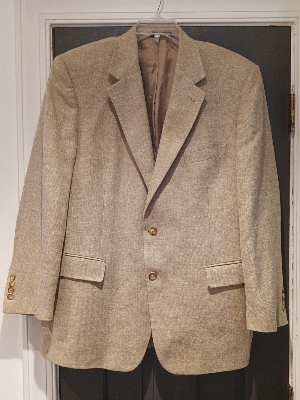 Men's Tan silk wool linen Blazer made in Italy